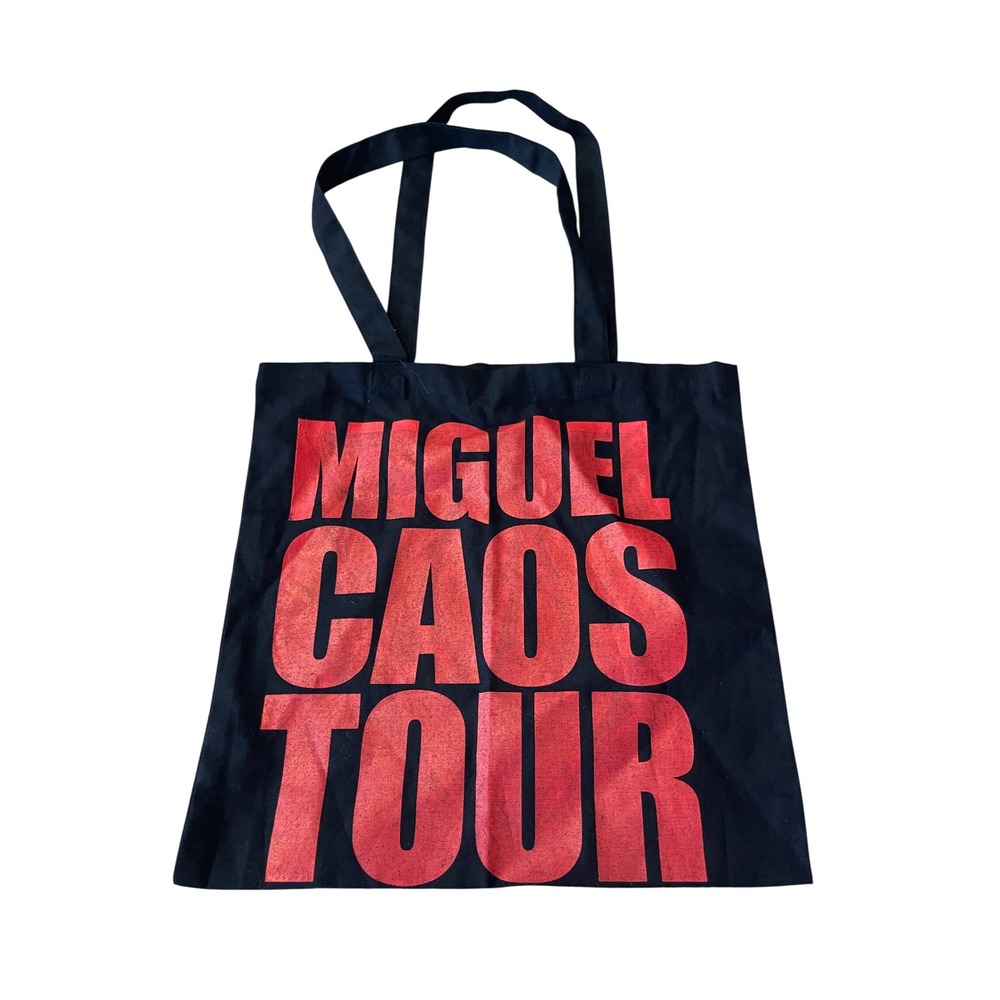 Miguel Caos Tour Black Canvas Tote Bag Red Graphic Concert Merchandise